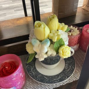 Tea Cup Candle Flowers