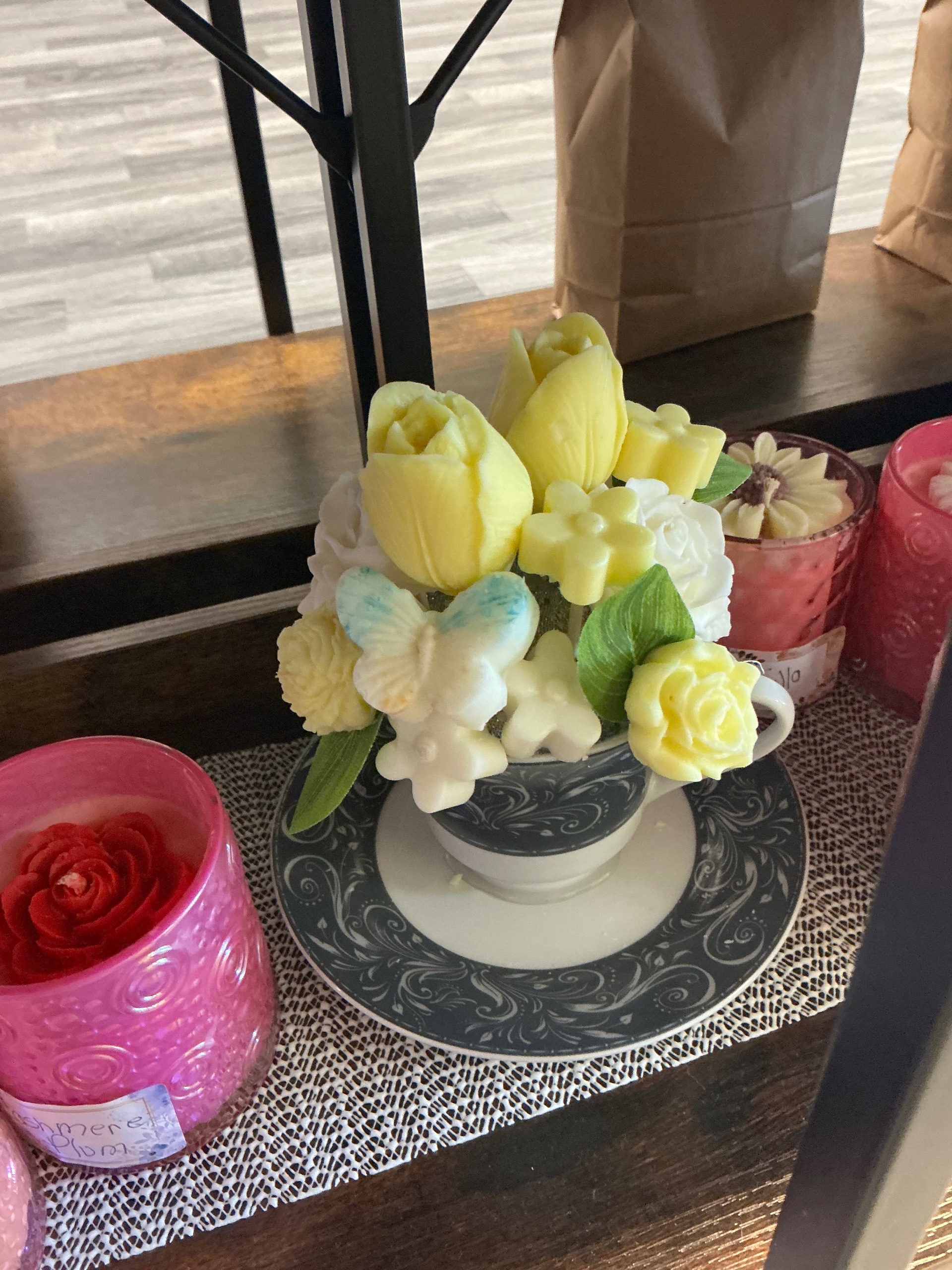 Tea Cup Candle Flowers