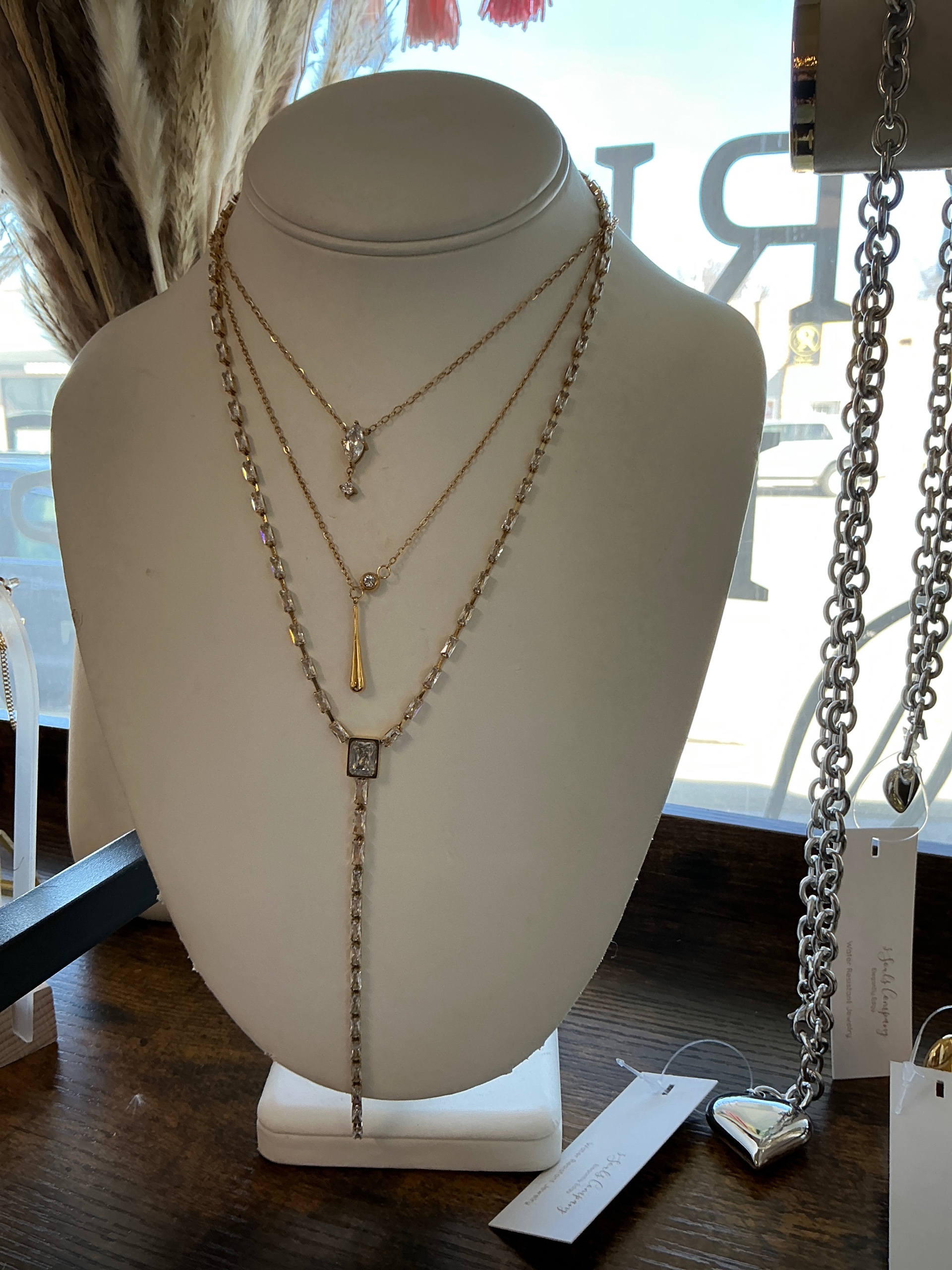 Stoned Lariat Necklace
