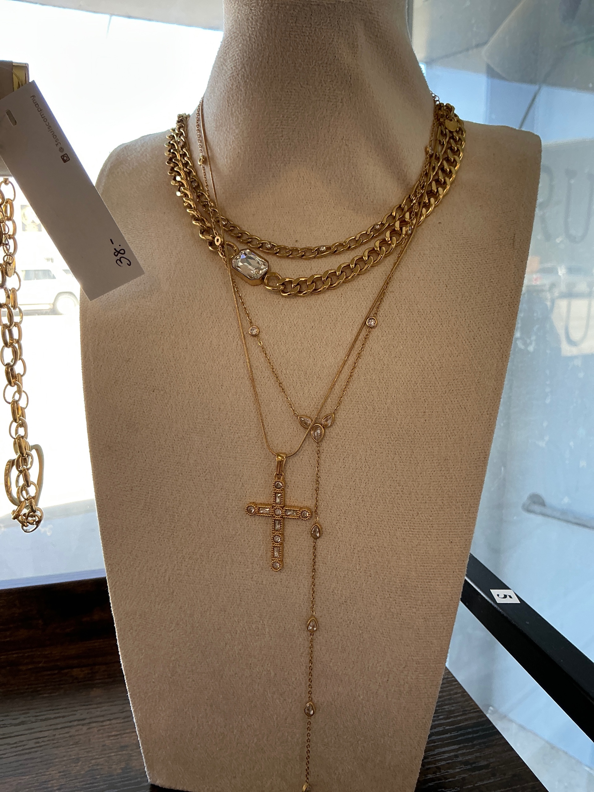 Extra Long Studded Lariat Necklace