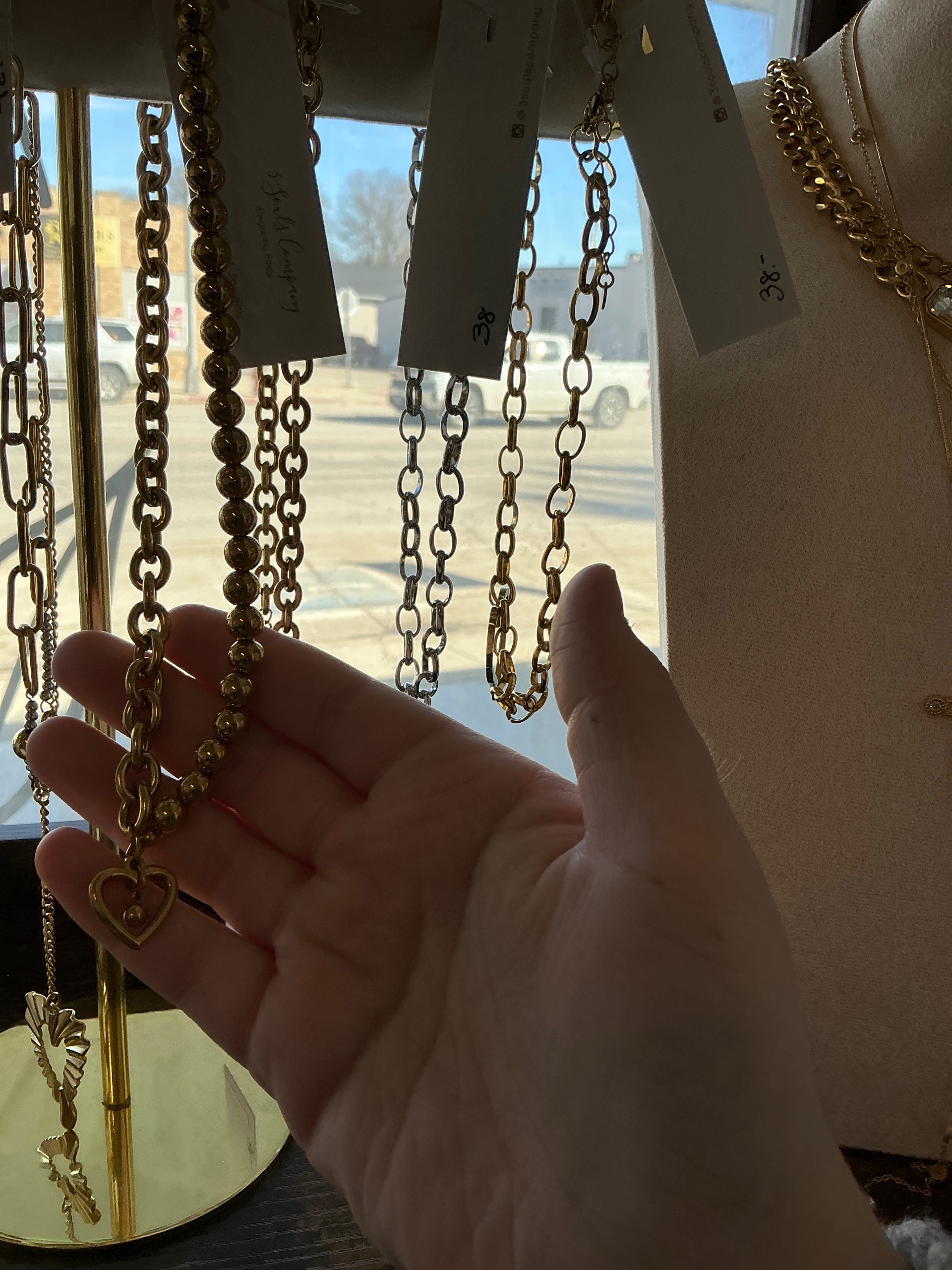 Half-Bead Half Chain Heart Necklace