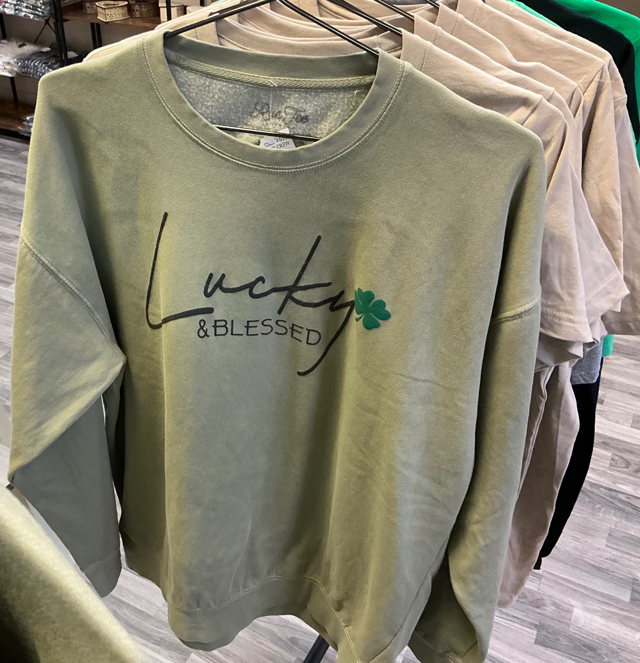 SAGE GREEN Lucky & Blessed Sweater
