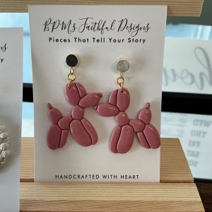 Pink Balloon Dog Earrings