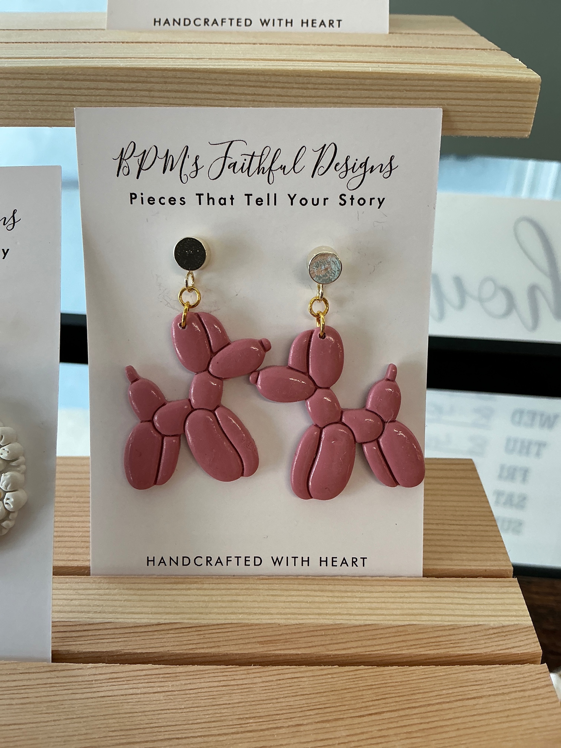 Pink Balloon Dog Earrings